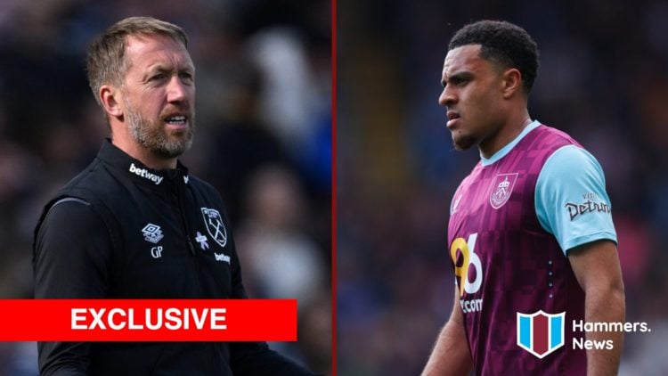 Split image showing West Ham manager Graham Potter and Burnley defender CJ Egan-Riley