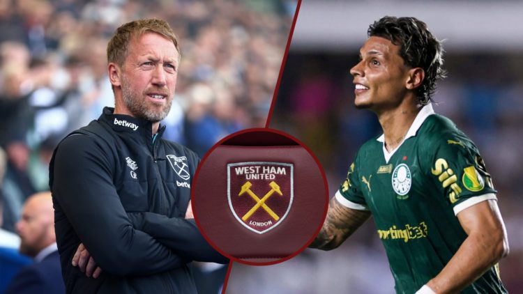 Split image showing West Ham manager Graham Potter and Palmeiras midfielder Richard Rios