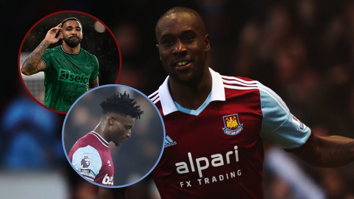 Main image, Carlton Cole of West Ham United celebrates as he scores their first goal during the Barclays Premier League match between West Ham Unit...