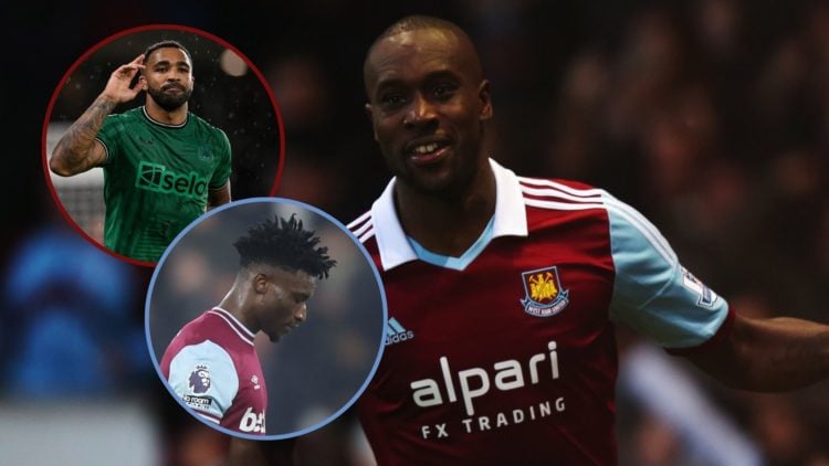 Main image, Carlton Cole of West Ham United celebrates as he scores their first goal during the Barclays Premier League match between West Ham Unit...