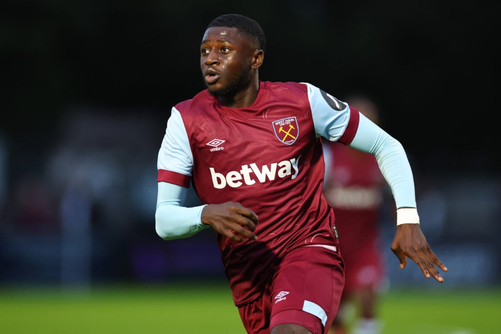 Gideon Kodua during Borehamwood v West Ham United: Pre-Season Friendly