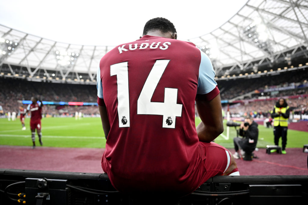 Mohammed Kudus celebrates during West Ham United v Manchester United - Premier League