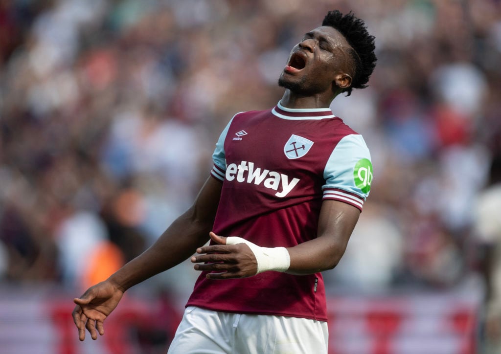 Mohammed Kudus reacts during West Ham United FC v Chelsea FC - Premier League