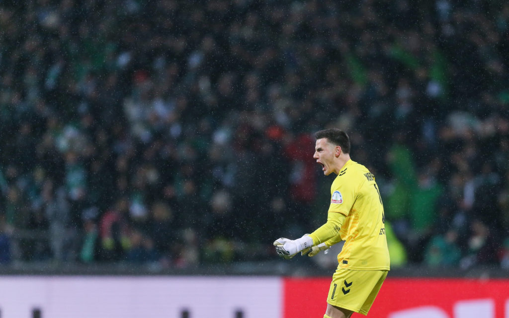 West Ham United-linked Goalkeeper Michael Zetterer celebrates during SV Werder Bremen v 1. FC Union Berlin - Bundesliga