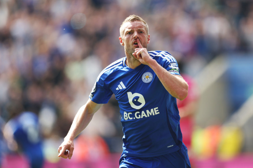 Jamie Vardy celebrates during Leicester City FC v Ipswich Town FC - Premier League
