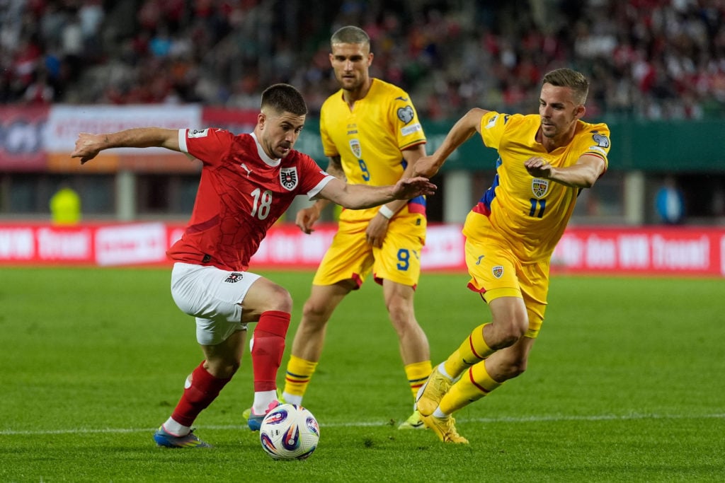 Attacking midfielder Romano Schmid in action for Austria against Romania