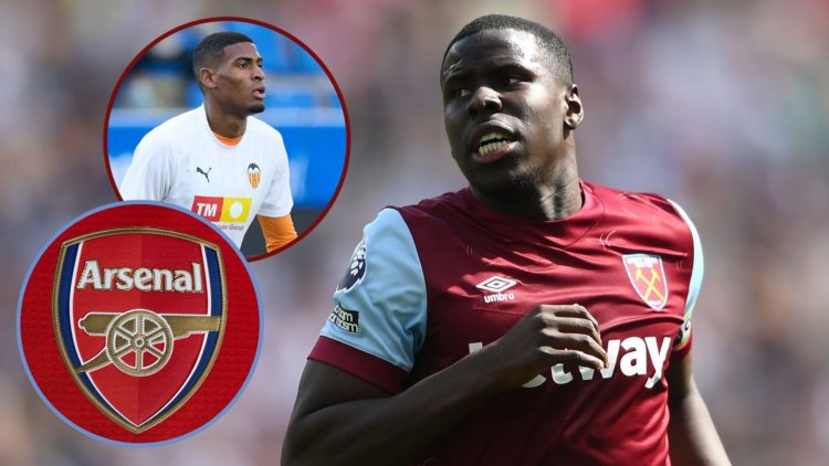 Main image, Kurt Zouma of West Ham United looks on during the Premier League match between West Ham United and Luton Town at London Stadium on May ...