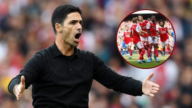 Main image, Mikel Arteta, Manager of Arsenal, reacts during the Premier League match between Arsenal FC and Tottenham Hotspur at Emirates Stadium o...