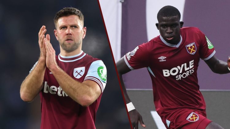 Split image showing West Ham teammates Niclas Fullkrug and El Hadji Malick Diouf
