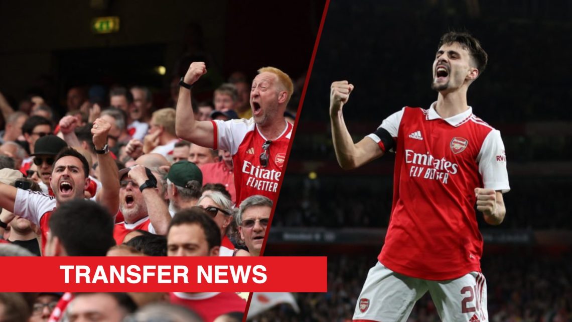 Split image showing Arsenal fans and Gunners midfielder Fabio Vieira