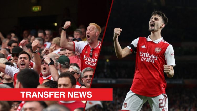 Split image showing Arsenal fans and Gunners midfielder Fabio Vieira