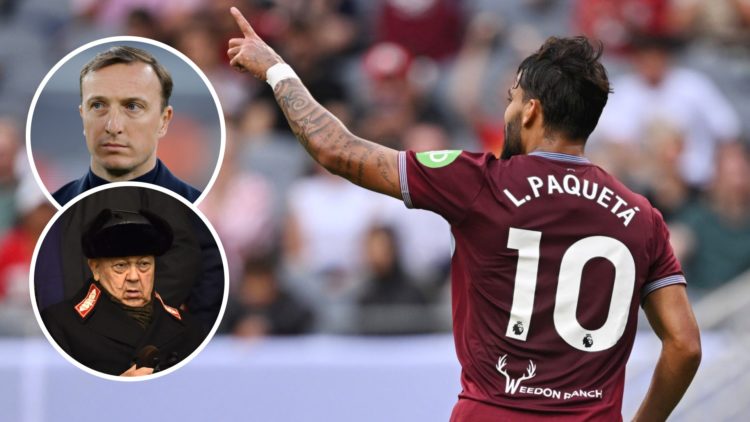 West Ham star Lucas Paqueta celebrates scoring. Inset, Hammers sporting director Mark Noble and majority owner David Sullivan