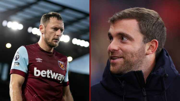 Split image showing West Ham defender Vladimir Coufal and reporter Fabrizio Romano