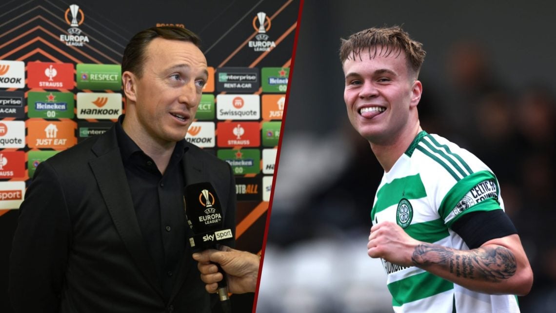 Split image showing West Ham director Mark Noble and Daniel Cummings in action for Celtic