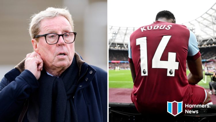 Split image showing former West Ham manager Harry Redknapp and Hammers forward Mohammed Kudus