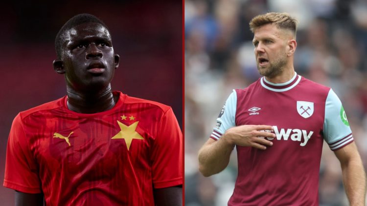 Split image showing West Ham United team-mates El Hadji Malick Diouf and Niclas Fullkrug