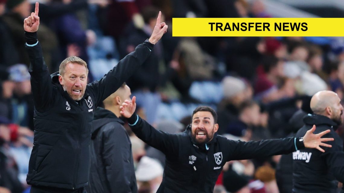 West Ham head coach Graham Potter celebrates on the touchline