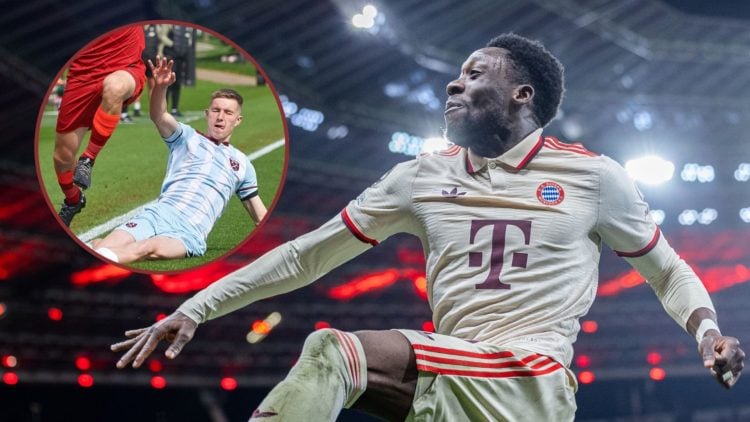 Main image, Alphonso Davies of Bayern Munich celebrates scoring his team's second goal during the UEFA Champions League 2024/25 UEFA Champions Leag...
