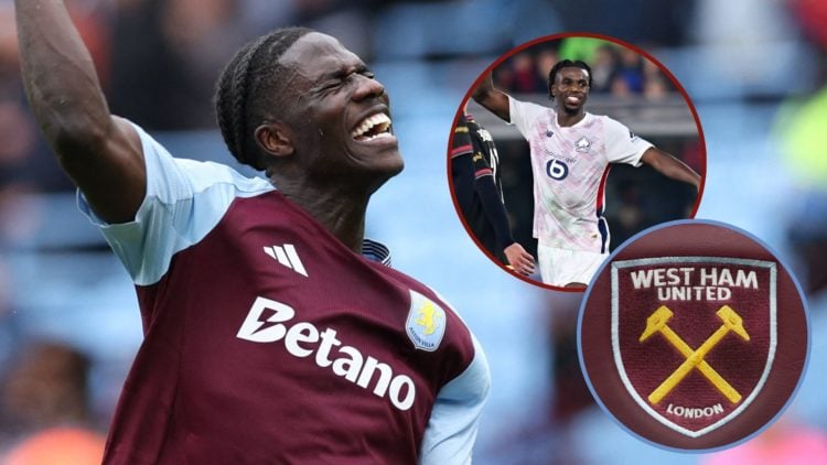 Main image, Aston Villa's Belgian defender #24 Amadou Onana celebrates on the pitch after the English Premier League football match between Aston V...