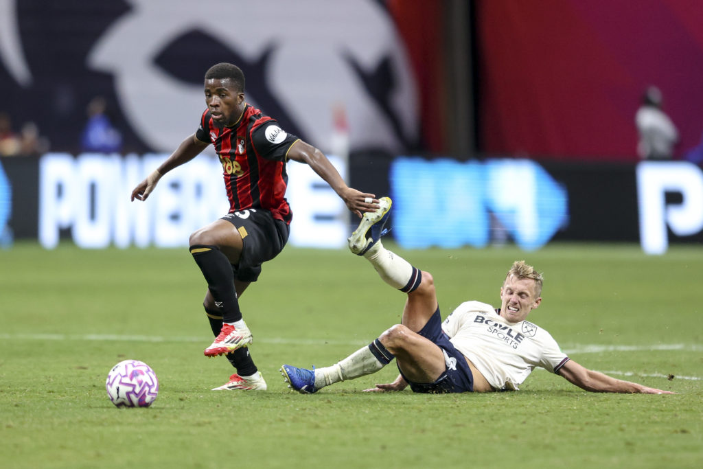 James Ward-Prowse misses a tackle in West Ham's pre-season clash with Bournemouth