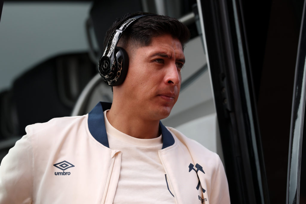 Edson Alvarez getting off the West Ham team coach at Sunderland