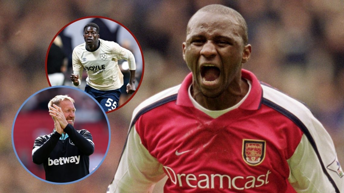 Main image, Patrick Vieira of Arsenal celebrates his goal during the AXA sponsored FA Cup Semi-Final match against Tottenham Hotspur played at Old ...