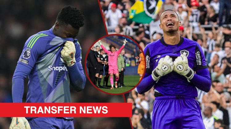 Split image showing Manchester United's Andre Onana, Botafogo's John Victor, Hull City's and Ivor Pandur