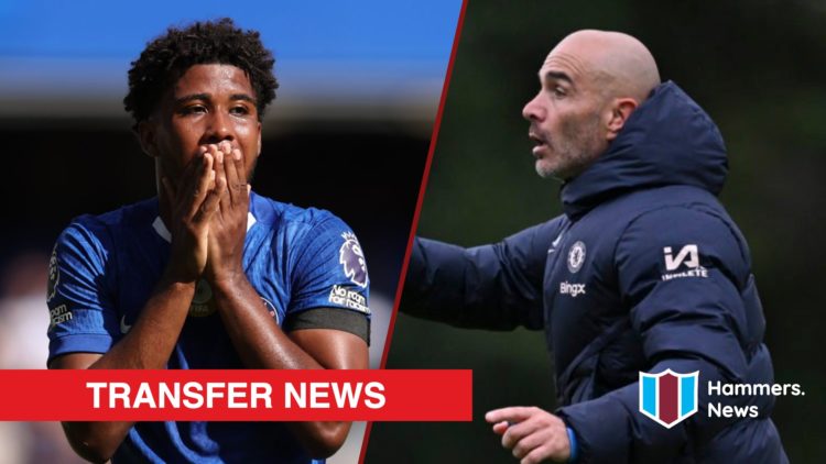 Split image showing Chelsea midfielder Andrey Santos and Blues coach Enzo Maresca