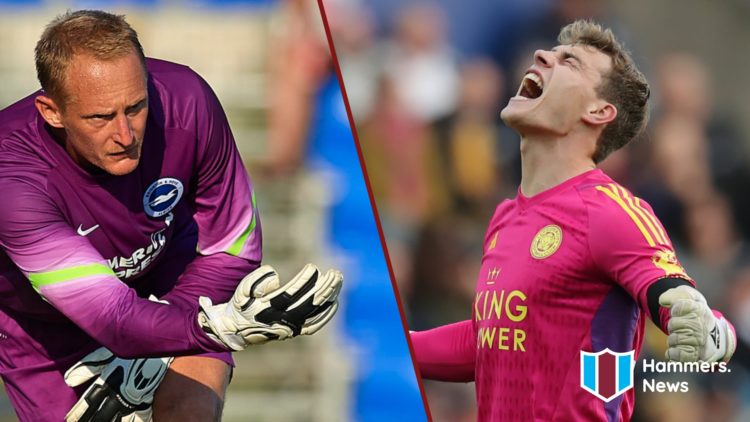 Split image showing West Ham's new goalkeeping coach Casper Ankergren and goalkeeper signing Mads Hermansen