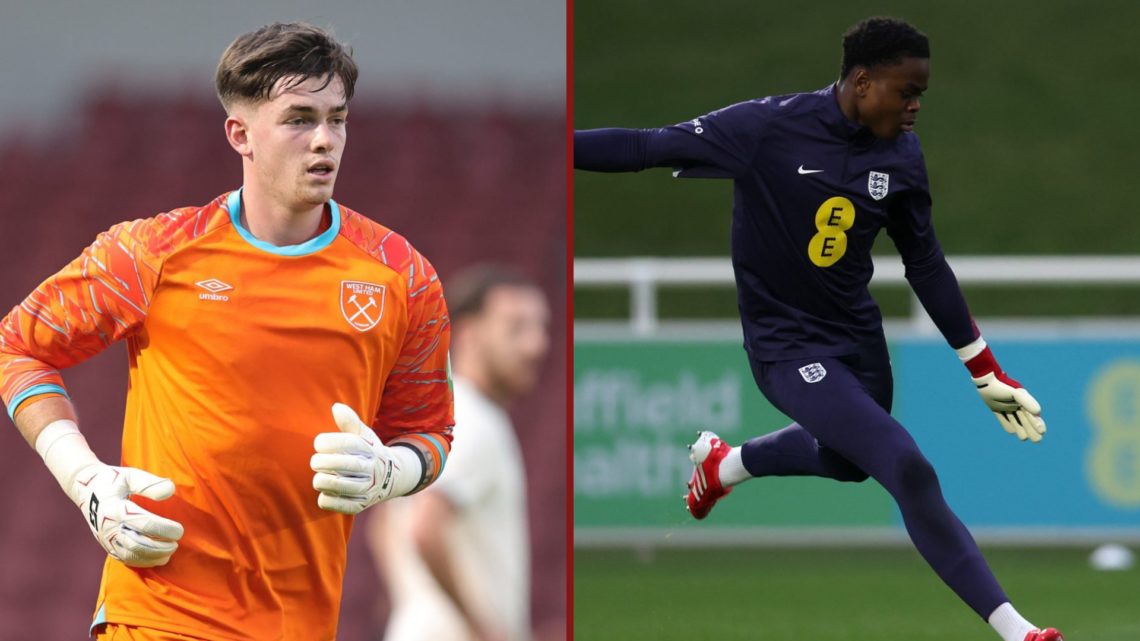 Split image showing West Ham United goalkeepers Fin Herrick and Lanre Awesu
