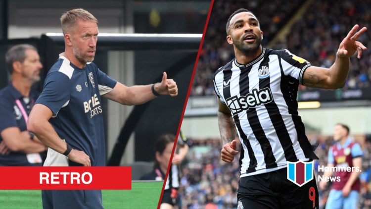 Split image showing West Ham manager Graham Potter and Callum Wilson at Newcastle