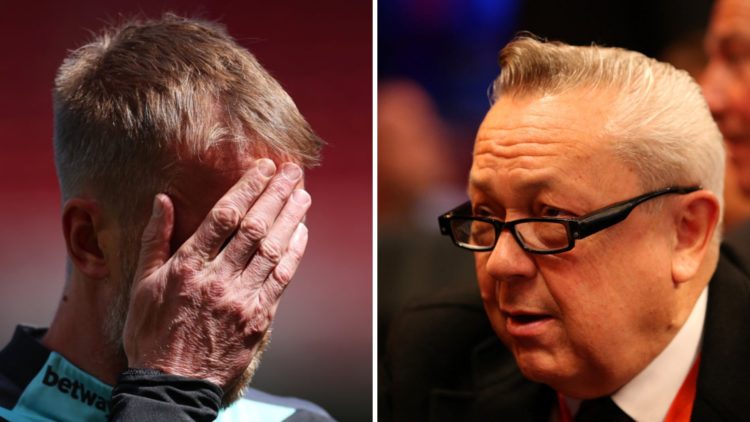 West Ham head coach Graham Potter looks stressed and Hammers chief David Sullivan