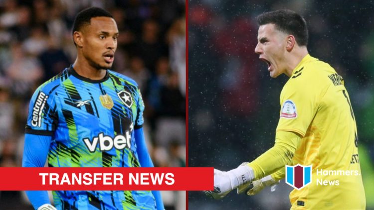 Split image showing Botafogo goalkeeper John Victor and Werder Bremen's West Ham-linked Michael Zetterer