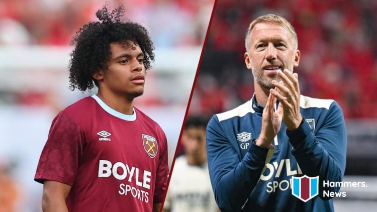 Split image showing West Ham United teenager Preston Fearon and head coach Graham Potter