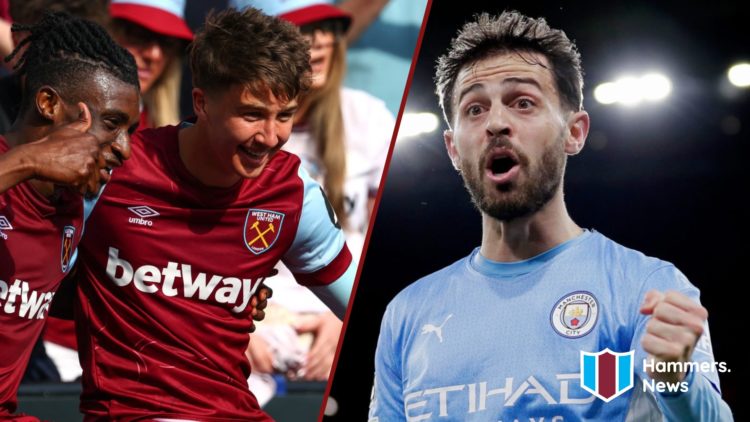 Split image showing West Ham United youngster George Earthy and Manchester City legend David Silva