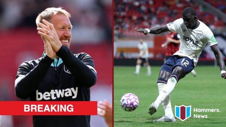 Split image showing West Ham United coach Graham Potter and left-back El Hadji Malick Diouf