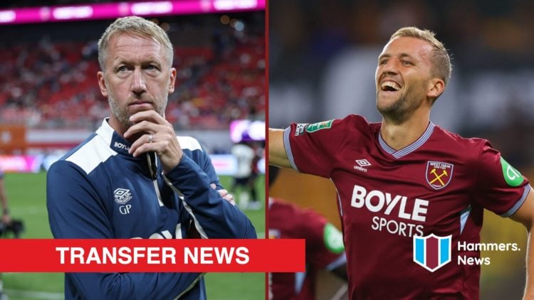 Split image showing West Ham United coach Graham Potter and Czech midfielder Tomas Soucek