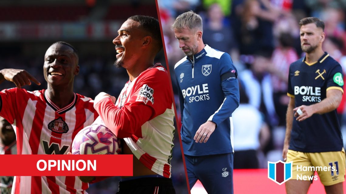 Split image showing Sunderland stars Habib Diarra and Wilson Isidor, plus West Ham coach Graham Potter