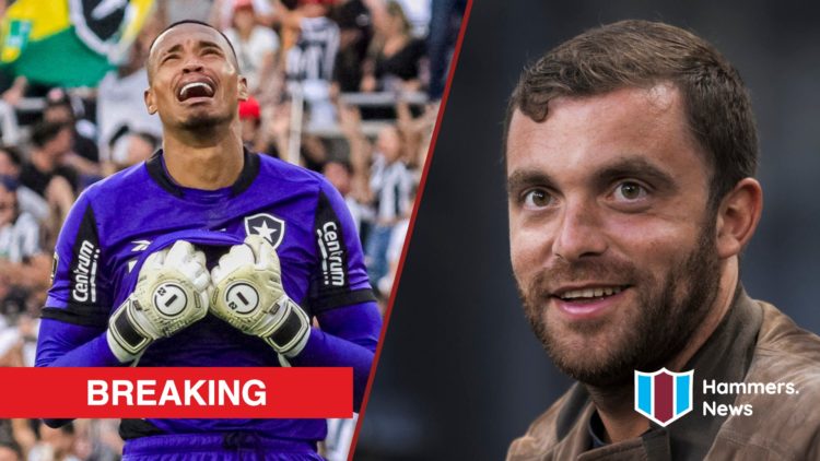 Split image showing Botafogo goalkeeper John Victor and reporter Fabrizio Romano