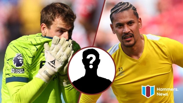 Split image showing West Ham United goalkeepers Mads Hermansen and Alphonse Areola