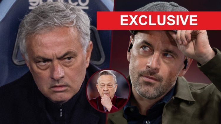 Jose Mourinho scowls on the bench and his former player Joe Cole doffs his cap. Inset, West Ham chief David Sullivan deep in thought