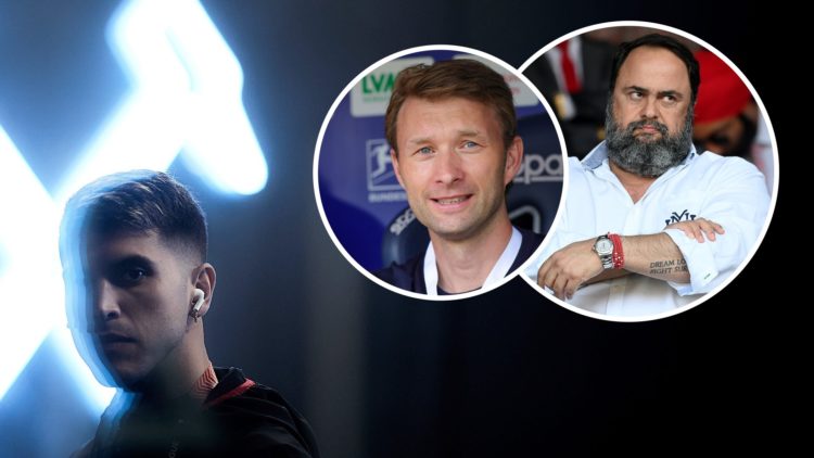 Bayer Leverkusen star Exequiel Palacios in the tunnel at West Ham's London Stadium. Inset, Leverkusen director Simon Rolfes and Nottingham Forest c...