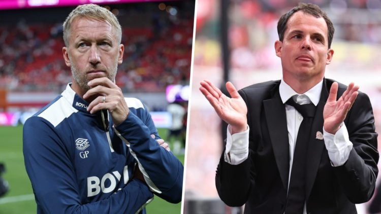 West Ham head coach Graham Potter and Sunderland boss Regis Le Bris
