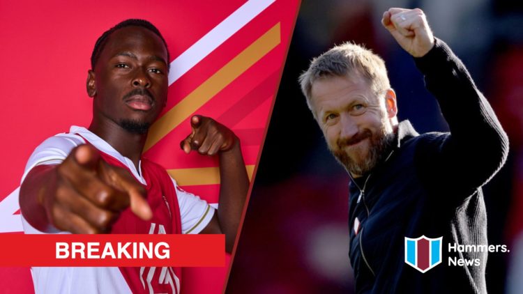 Split image showing Soungoutou Magassa at Monaco and West Ham United coach Graham Potter