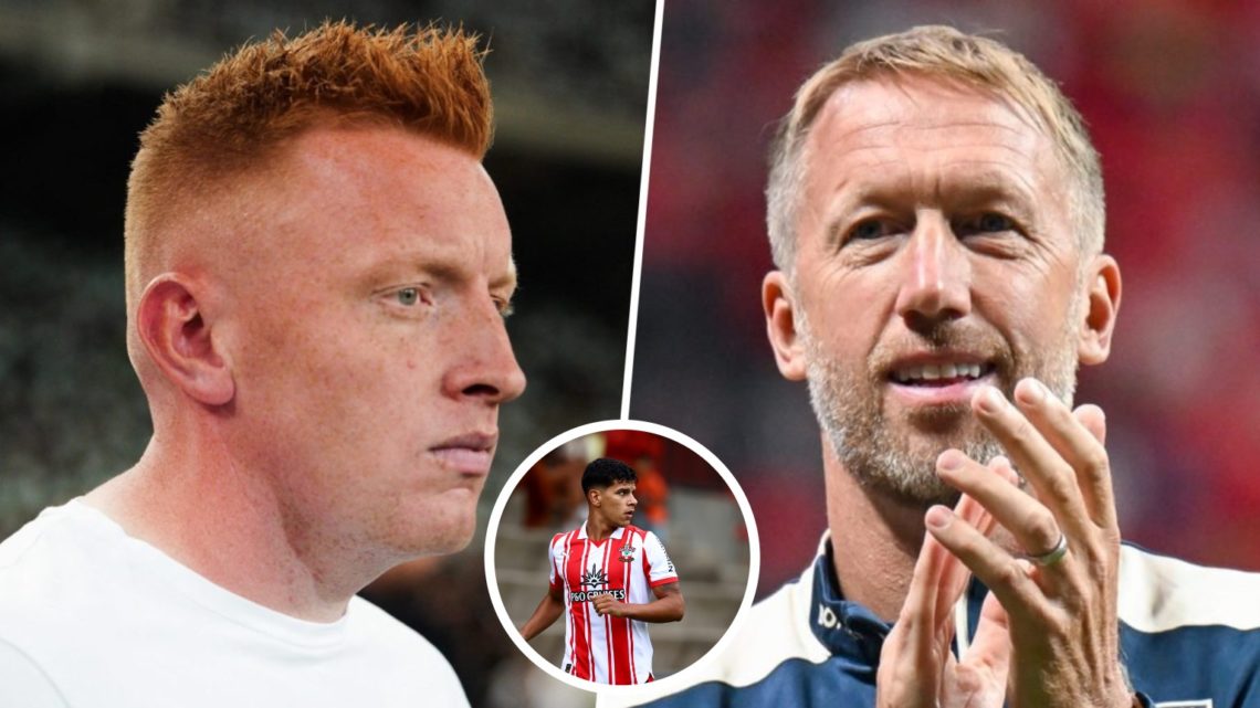 Southampton boss Will Still and West Ham head coach Graham Potter. Inset, Southampton midfielder Mateus Fernandes