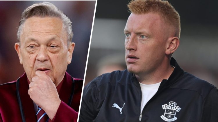 West Ham chief David Sullivan looks deep in thought and Southampton manager Will Still on the touchline