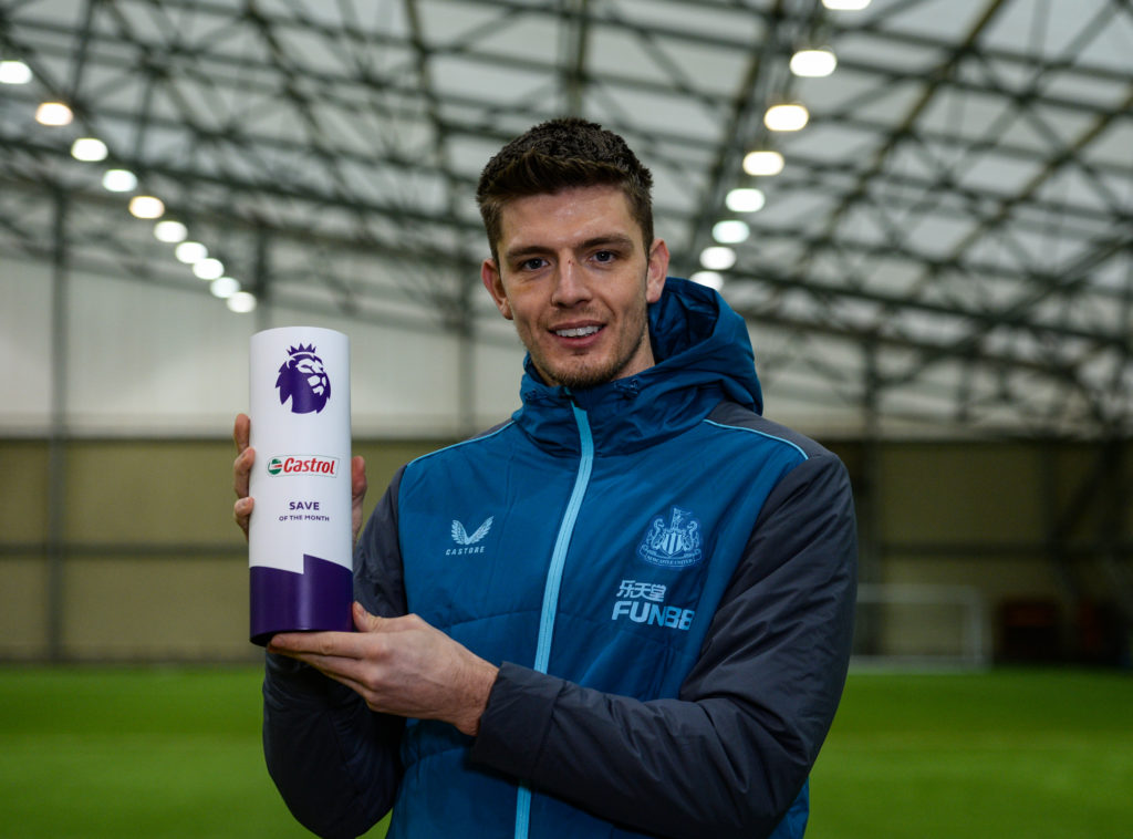 Nick Pope Receives the Premier League Save of the Month Award