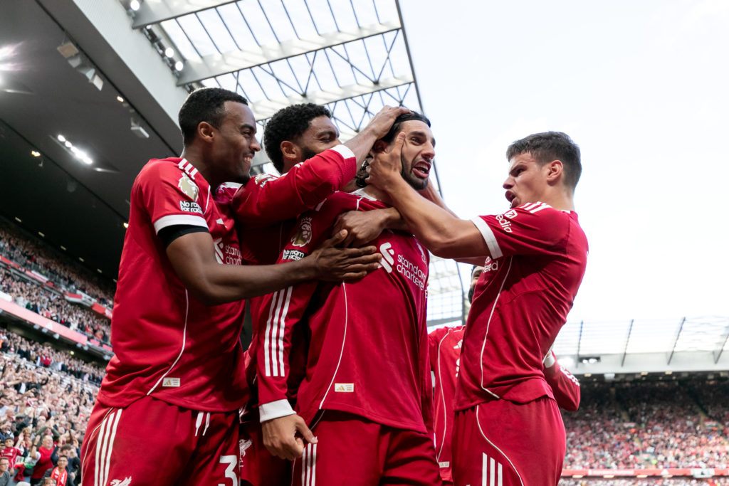 Dominik Szoboszlai scores during Liverpool v Arsenal - Premier League