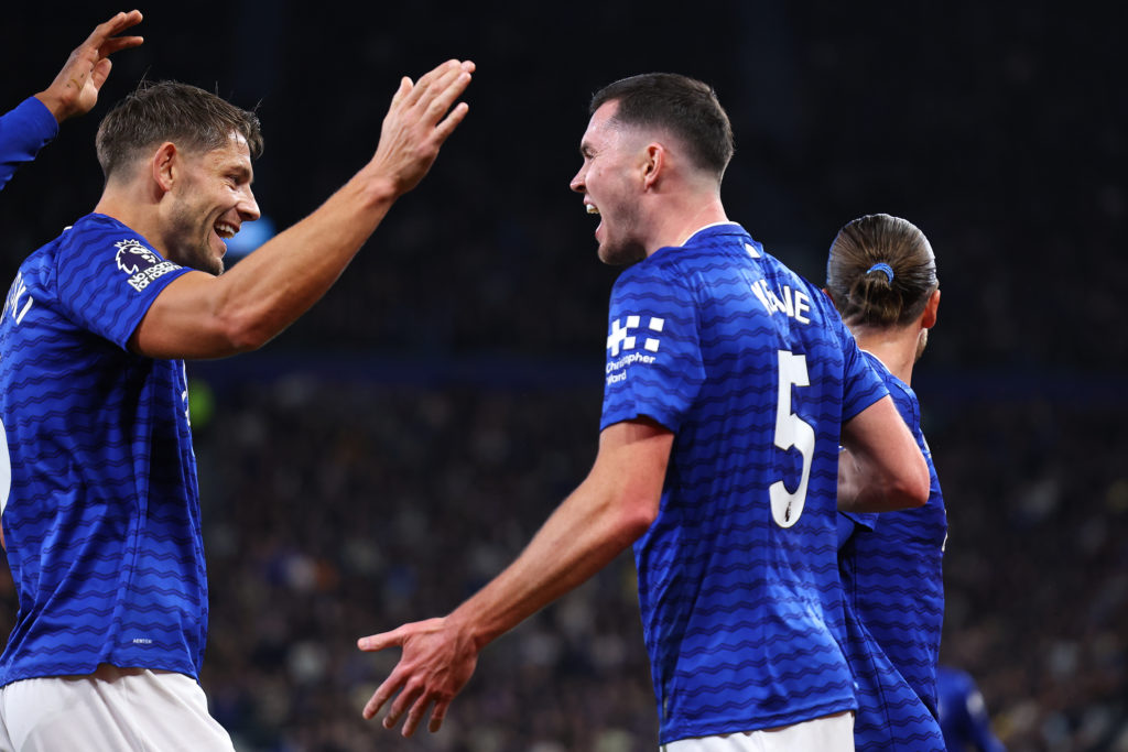 Michael Keane celebrates during Everton v West Ham United - Premier League