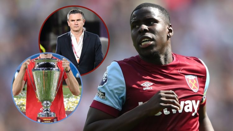 Main image, Kurt Zouma of West Ham United looks on during the Premier League match between West Ham United and Luton Town at London Stadium on May ...
